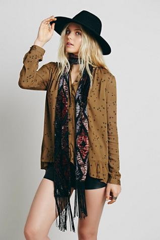 Free People Womens Star Ruffle Hem Buttondown