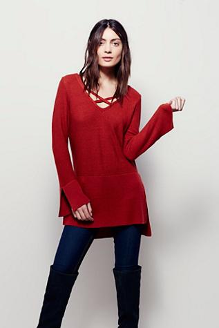 Free People Womens Criss Cross Deep Vee