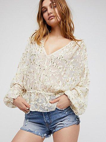 Free People Smile Away Embellished Top