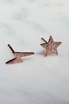 Ark + Arrows X Free People Womens Bolt X Star Diamond Studs