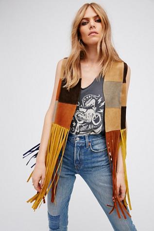 Free People Womens La Lady Patched Leather V