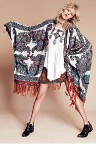 Hendrix Yarn Fringe Poncho  At Free People