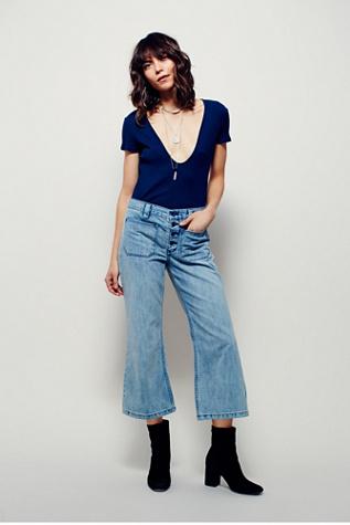 Free People Womens Hey Joe Cropped Flare
