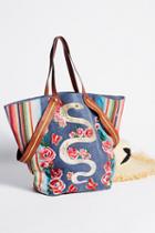 Free People Womens Pandora Embroidered Tote