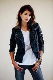 Free People Womens Vegan Leather Hooded Motorcycle Jacket