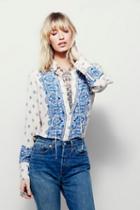 Free People Womens Wishing Well Border Print Buttondown