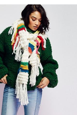 Free People Womens Hudson Rainbow Fringe Sca