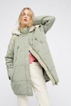 Free People Womens Zip Puffer Coat