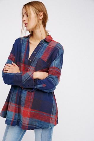 Free People Womens Rainy Day Plaid Tunic