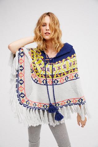 Free People Womens High Life Fairisle Poncho