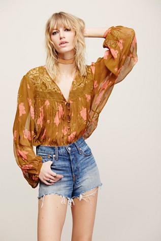Free People Womens Caught Up Pritned Blouse