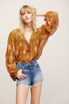 Free People Womens Caught Up Pritned Blouse