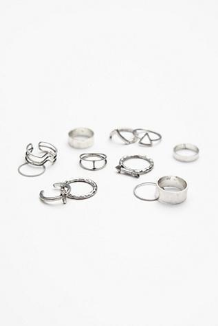Free People Womens Mega Mix N Match Ring Set