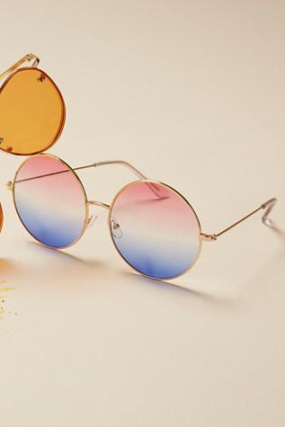 Free People Womens Ocean Drive Round Sunglas