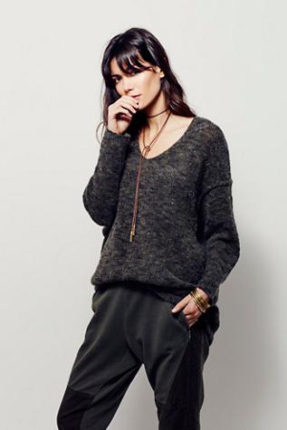 Free People Womens Stella Softly Vee Sweater