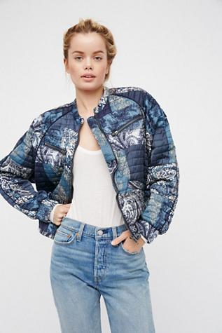 Free People Womens Printed Patchwork Jacket