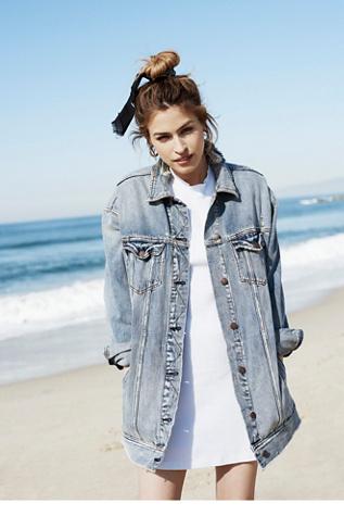 Long Denim Jacket By Free People