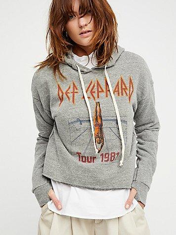 Def Leppard Cropped Hoodie By Trunk