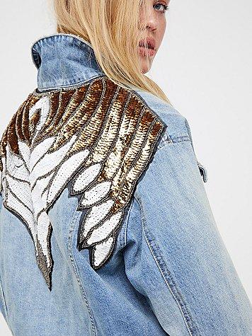 Glam Embellished Denim Jacket By Free People