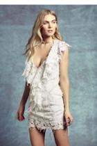 Pe De Chumbo Womens Destroyed Lace Ruffle Dress