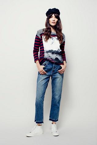 Free People Womens Borough Released Hem Jean