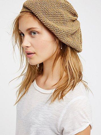 Free People Metallic Knit Slouchy Beret