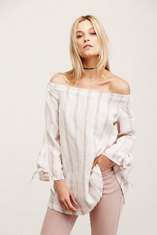 Free People X Cp Shades Womens Stripe Off The Shoulder
