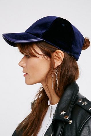 Free People Womens Lady Luck Velvet Baseball