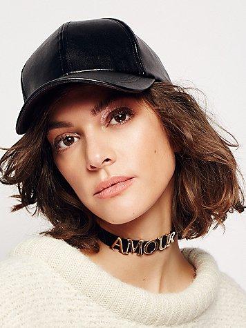 Free People Gramercy Vegan Leather Baseball Hat