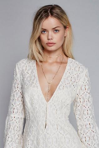 Free People Womens Delicate Opal Rosary Neck