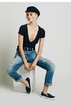 Free People Womens Deep V Rib Tee