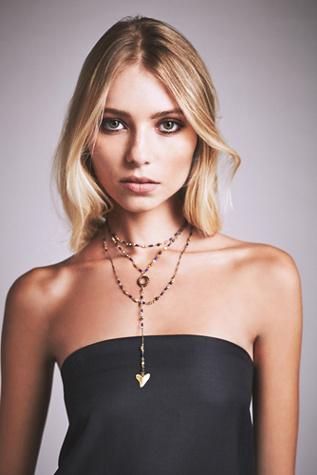 Free People Womens Paint The Sky Rosary Necklace