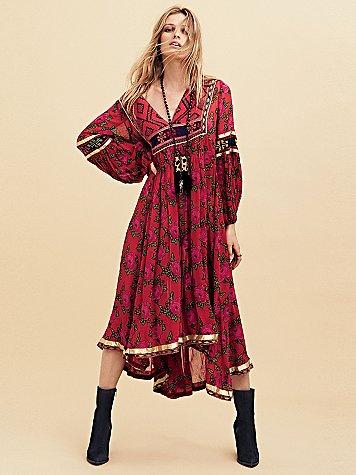 Free People Bold Blooms Embroidered Dress