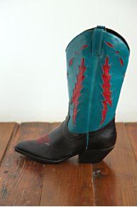 Vintage Black And Turquoise Cowboy Boots At Free People