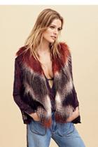 Free People Womens Pattern Faux Fur Vest