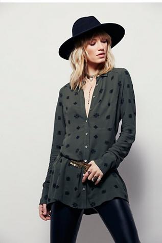 Free People Womens Feelin' Alright Printed Buttondown