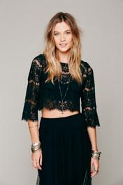 Free People Womens Sing A Lacey Tune Crop Top