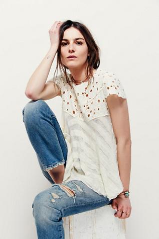 Free People Womens Melba Short Sleeve Sweater
