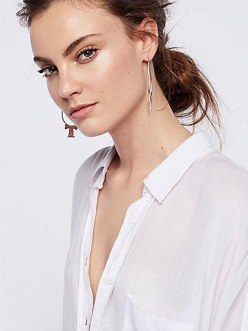 Molten Cross Brass Hoops By Free People