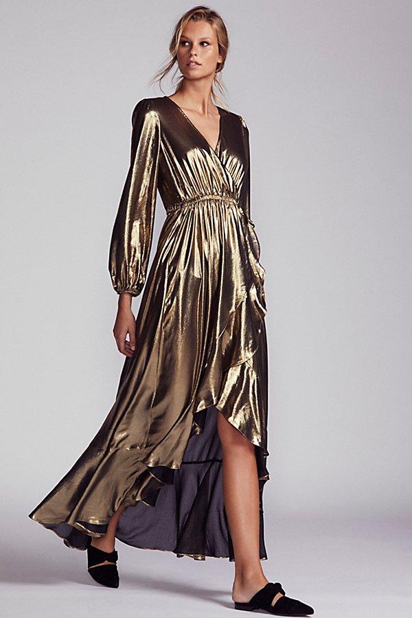 Zohara Lame Wrap Dress By Free People