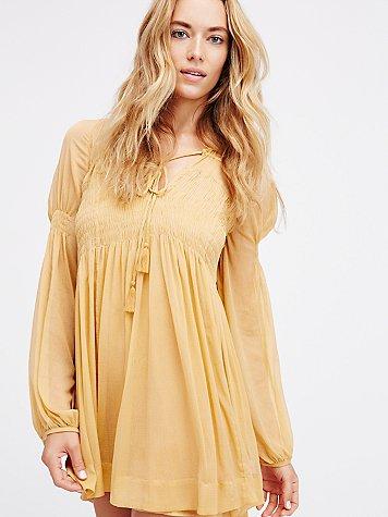 Lini Smocked Mini Dress By Free People