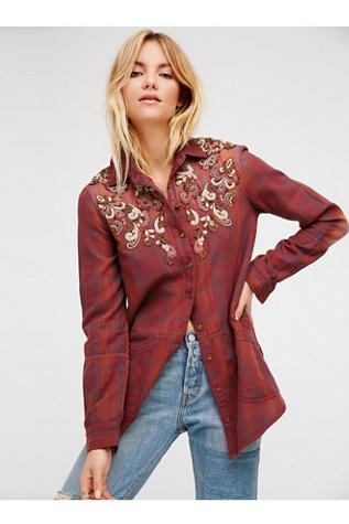 Free People Womens Stevies Embellished Plaid