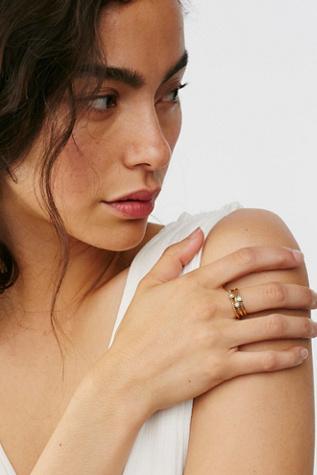 Free People Womens Before Sunrise Opal Ring Set