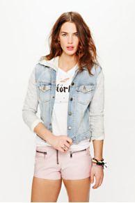 Knit Hooded Denim Jacket At Free People