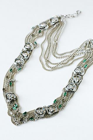 Nicole Romano X Free People Womens Ara Layered Crystal Neckl
