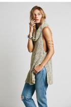 Free People Womens Marled Cowl Neck Tunic