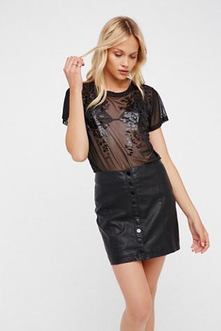 Daydreamer X Free People Womens Mesh Leopard Tee