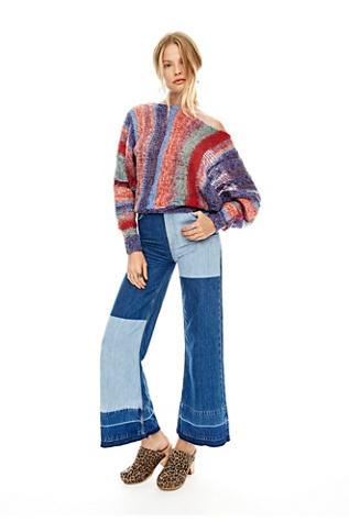 Free People Womens The Patchwork Wideleg
