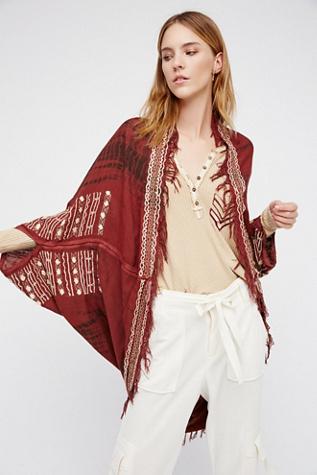 Free People Womens La Playa Fringe Kimono