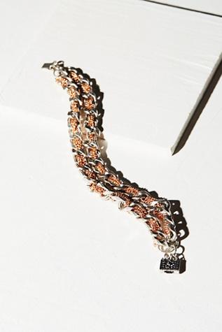 Free People Womens Woven Chain Double Bracel